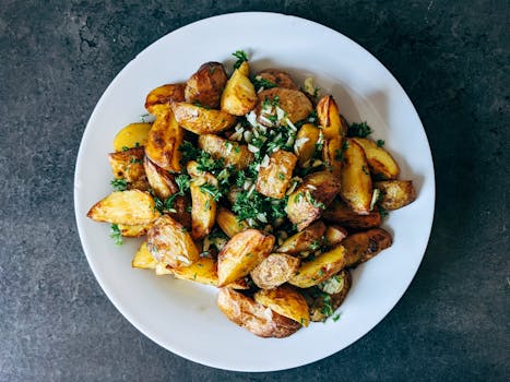 Crispy Chili Garlic Potatoes , Spiced Roasted Potato Recipe